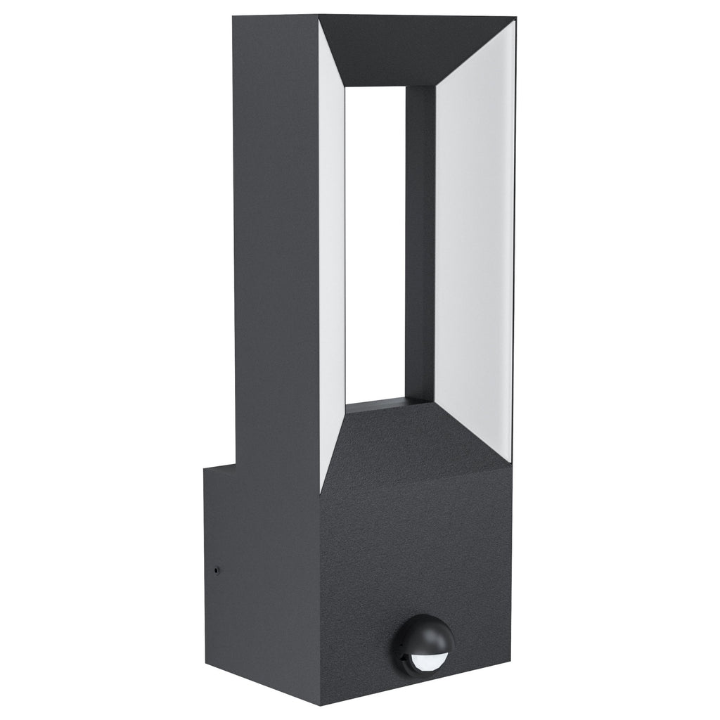 98726 Riforano Black Exterior Wall Light with Sensor