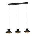 43886 Grizedale Black & Brass 3-light Pendant
