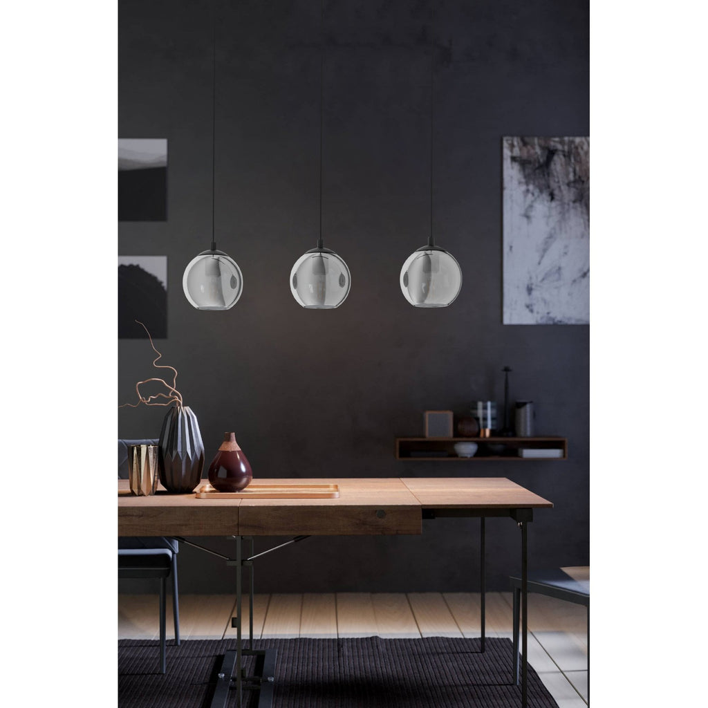 98652 Ariscani Smoked Black Glass 3-Light Pendant