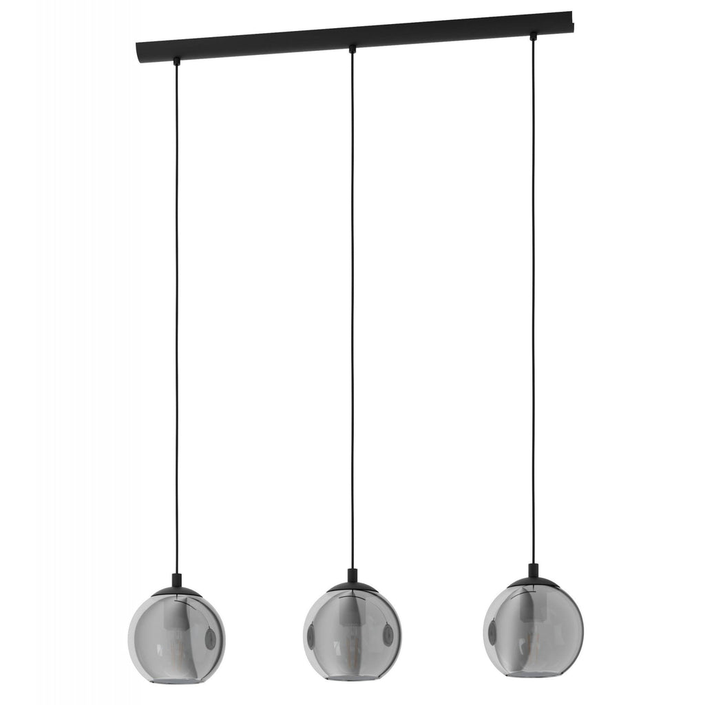 98652 Ariscani Smoked Black Glass 3-Light Pendant