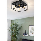 98334 Silentina 4-Light Industrial Caged 4-Spotlight Ceiling Light
