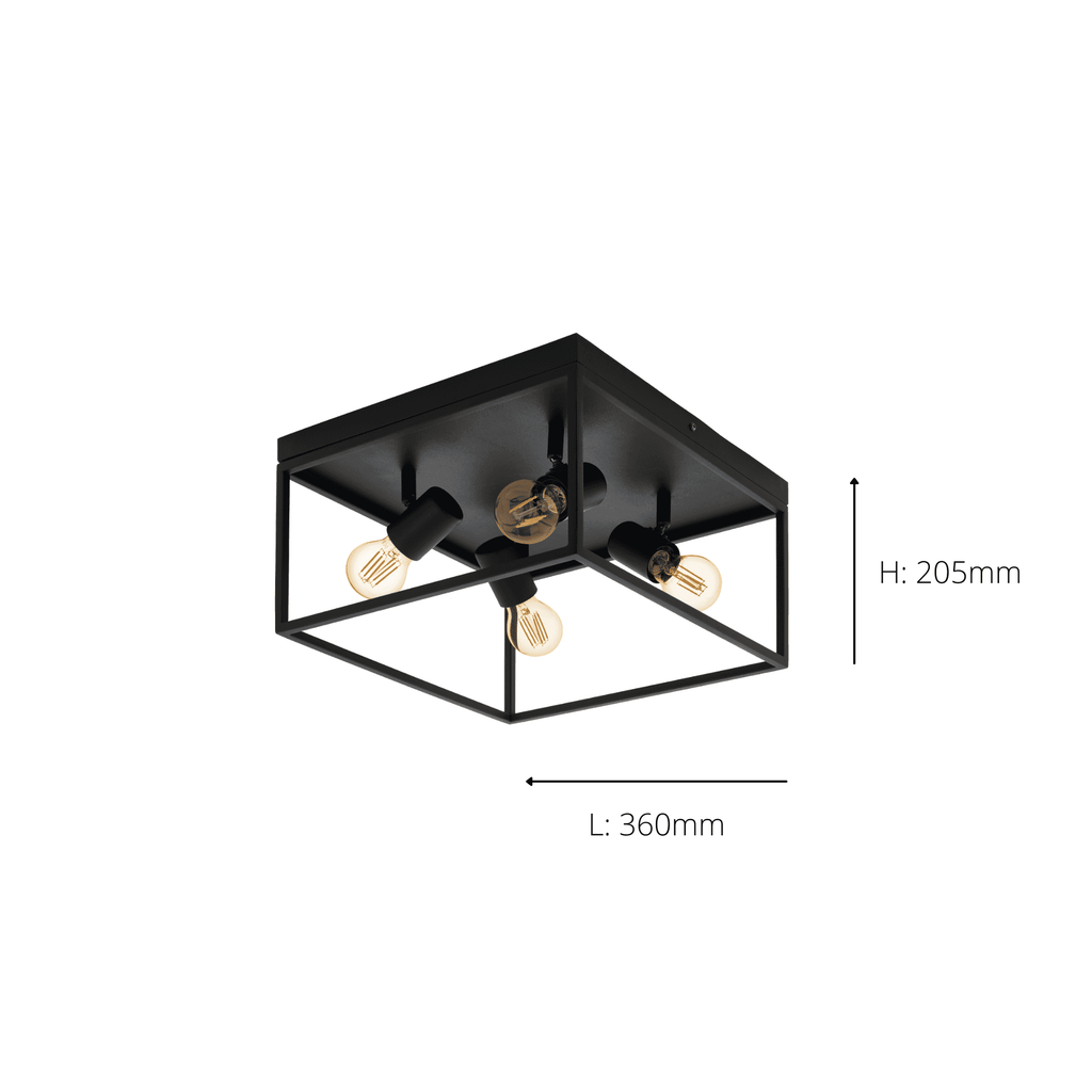 98334 Silentina 4-Light Industrial Caged 4-Spotlight Ceiling Light