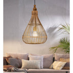49772 Amsfield 1-Light Caged Teardrop Rattan Single Pendant