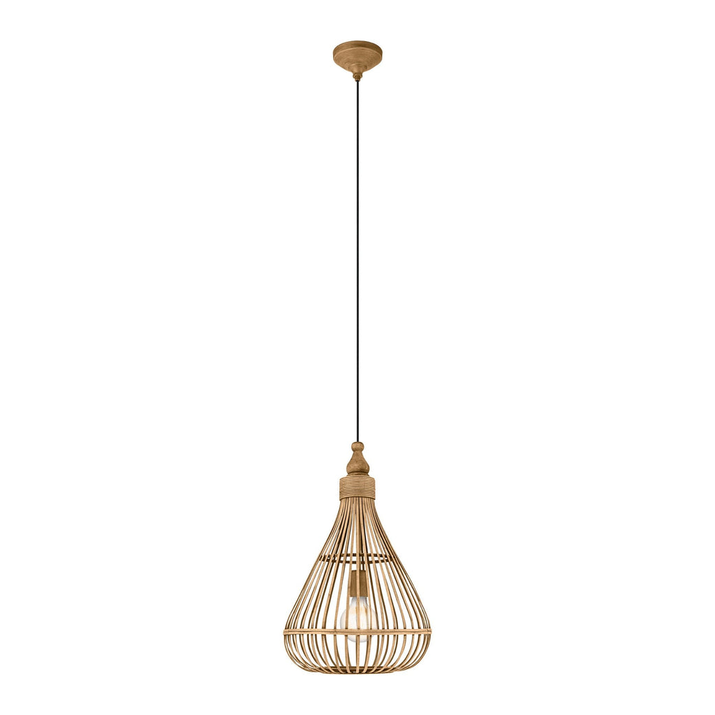 49772 Amsfield 1-Light Caged Teardrop Rattan Single Pendant