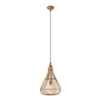 49772 Amsfield 1-Light Caged Teardrop Rattan Single Pendant