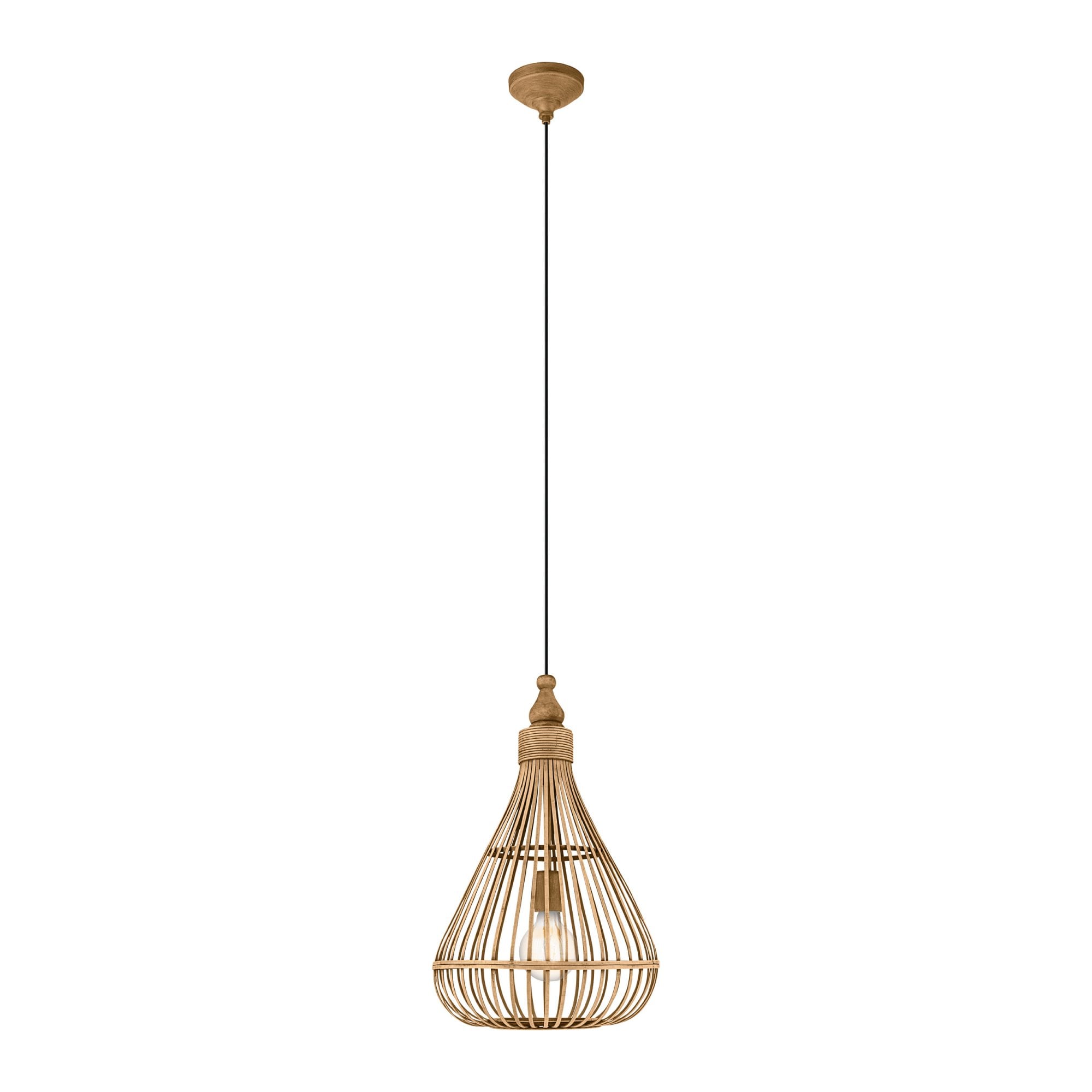 49772 Amsfield 1-Light Caged Teardrop Rattan Single Pendant