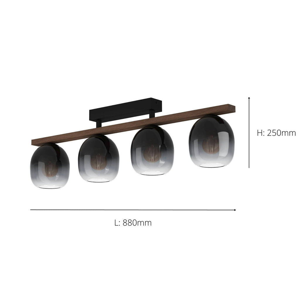 900185 Filago Ombre Glass 3-light Ceiling Fixture