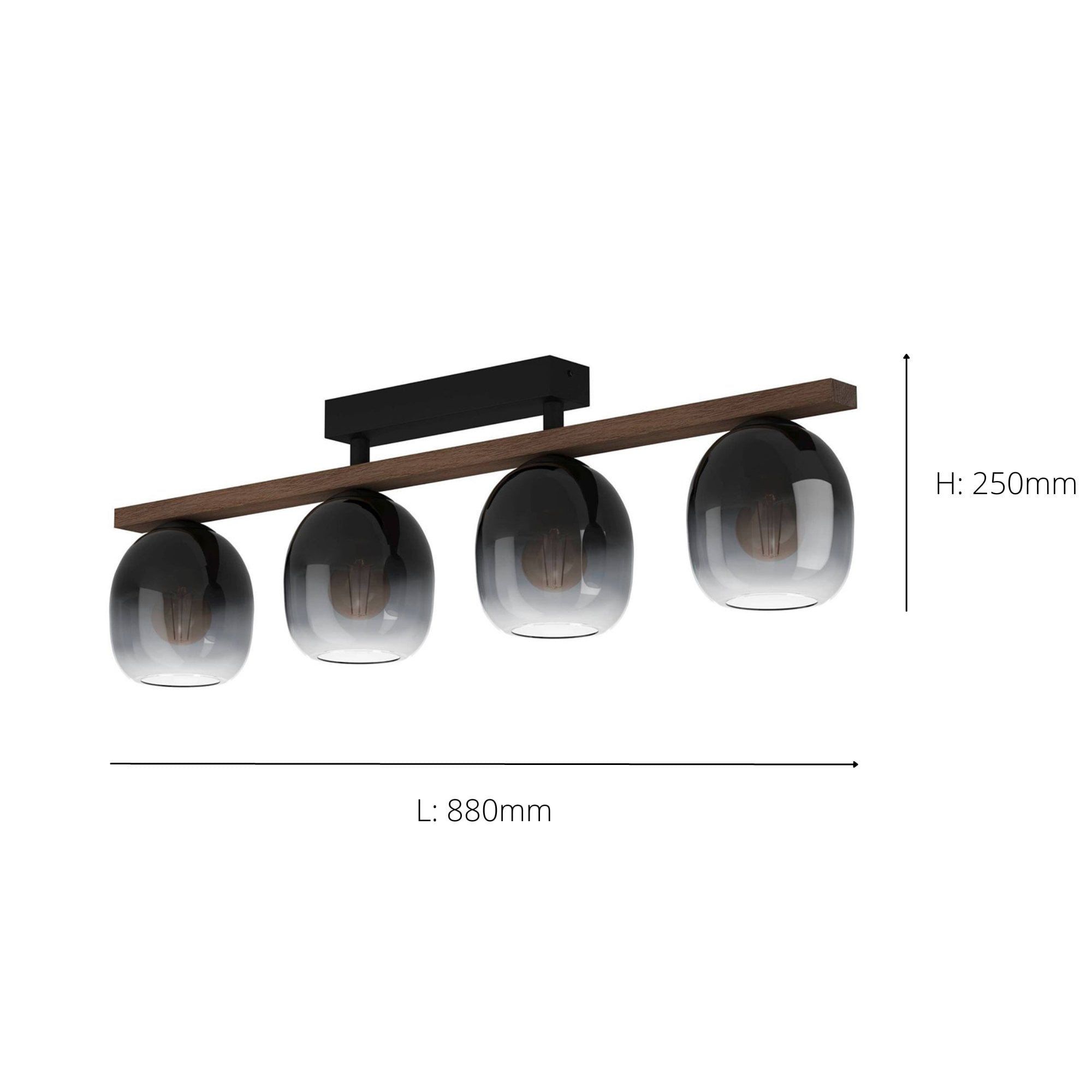 900185 Filago Ombre Glass 3-light Ceiling Fixture