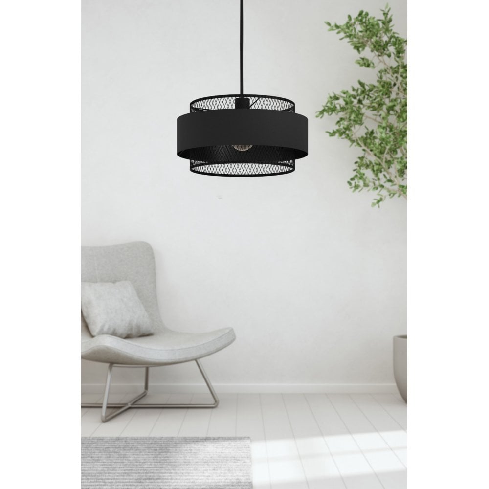 43668 Bazely 1-Light Mesh Black Modern Single Pendant