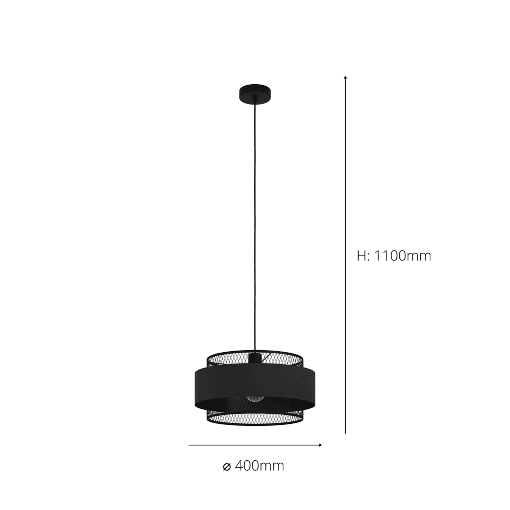 43668 Bazely 1-Light Mesh Black Modern Single Pendant