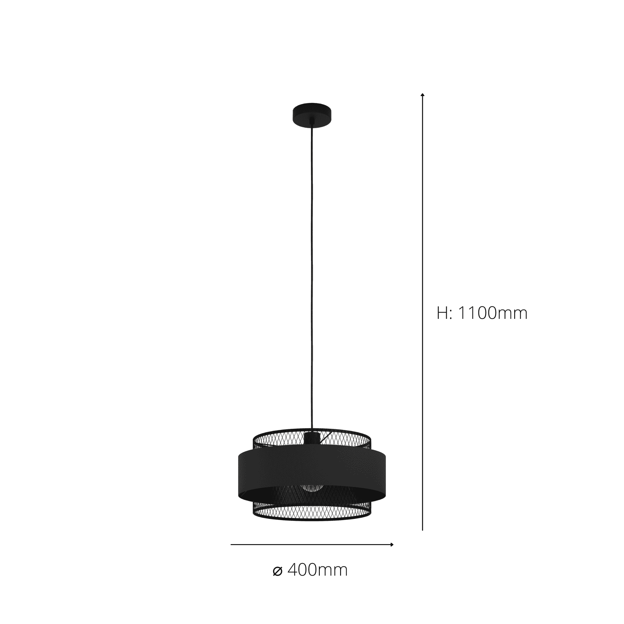 43668 Bazely 1-Light Mesh Black Modern Single Pendant