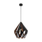 49878 Carlton 1 Black & Copper Geometric Pendant Light