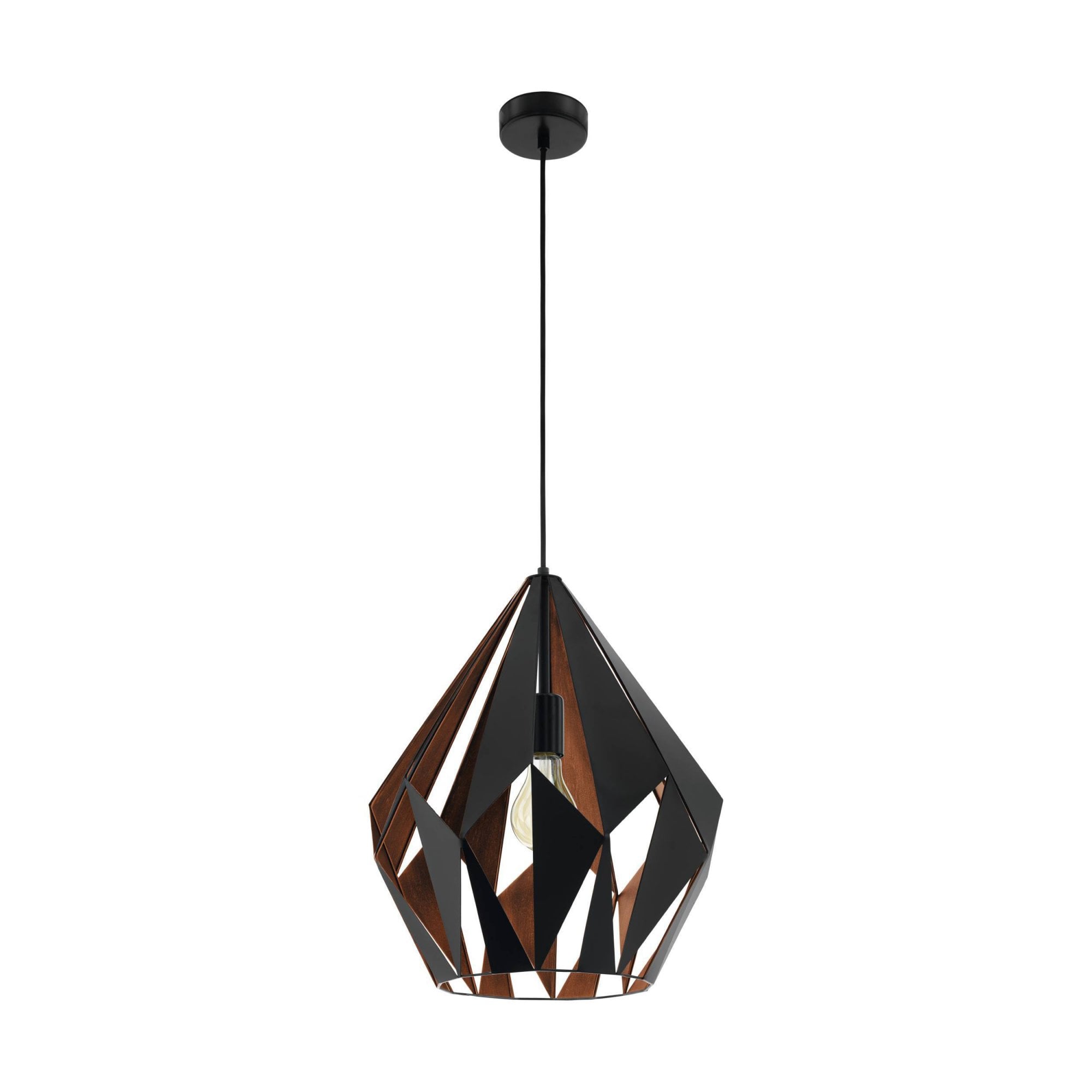 49878 Carlton 1 Black & Copper Geometric Pendant Light