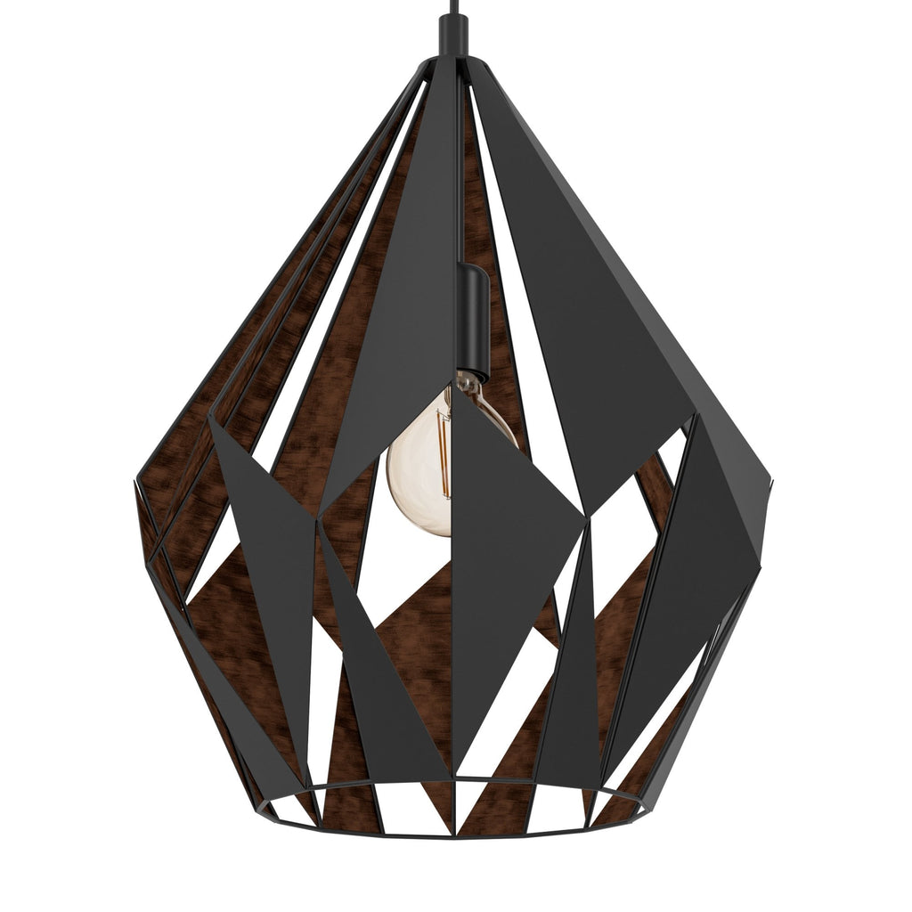 49878 Carlton 1 Black & Copper Geometric Pendant Light