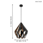 49878 Carlton 1 Black & Copper Geometric Pendant Light