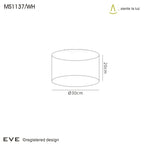 MS1137/WH Eve Medium Round White Wrinkle Fabric Shade