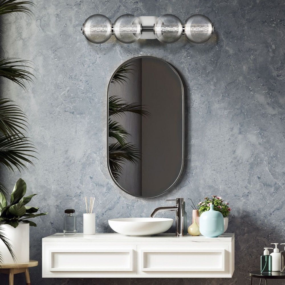 QN-ATOMO-4W-PC Atomo 4 Light LED Bathroom Wall Light Polished Chrome