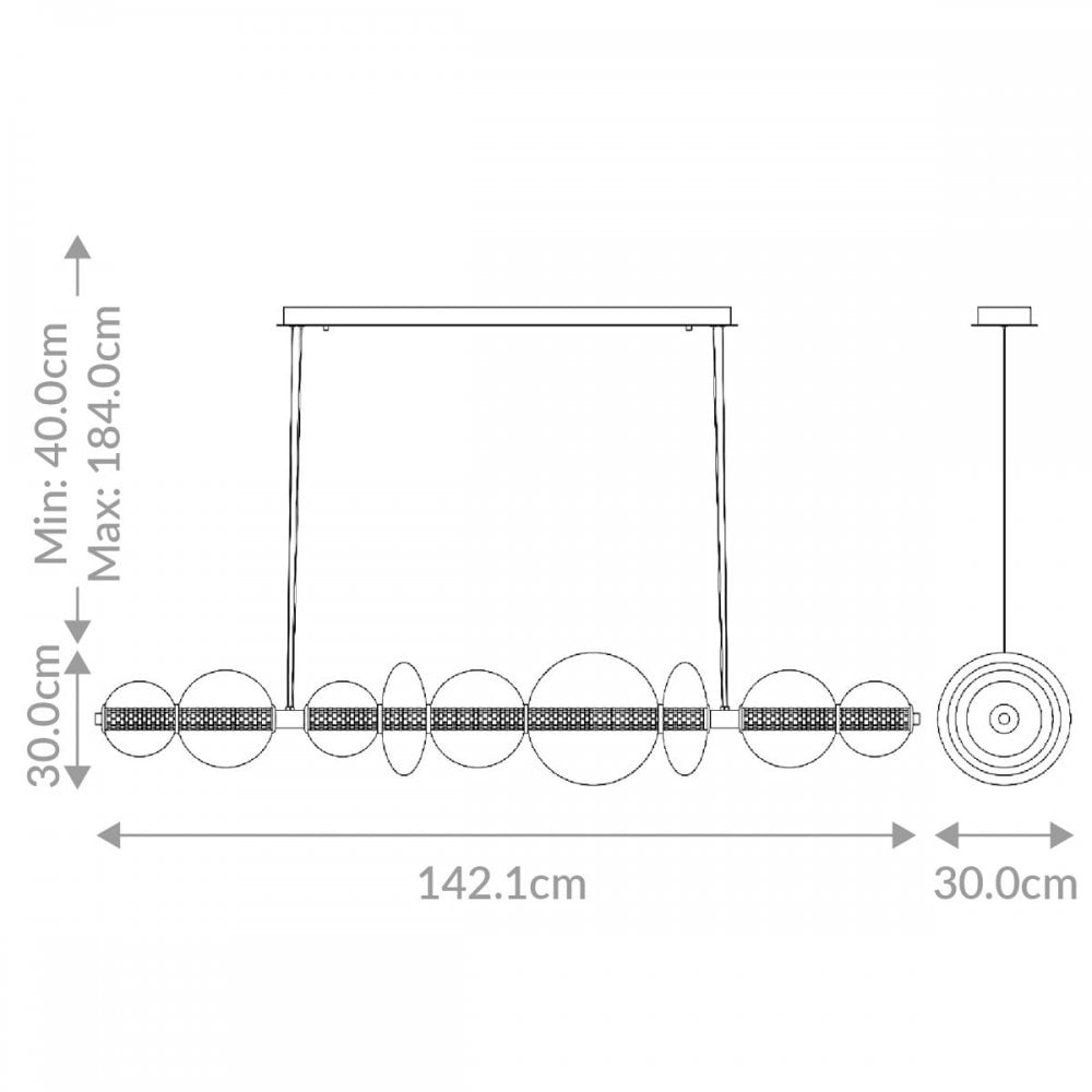 QN-ATOMO-LP7-BG Atomo 7 Light LED Linear Pendant Brushed Gold