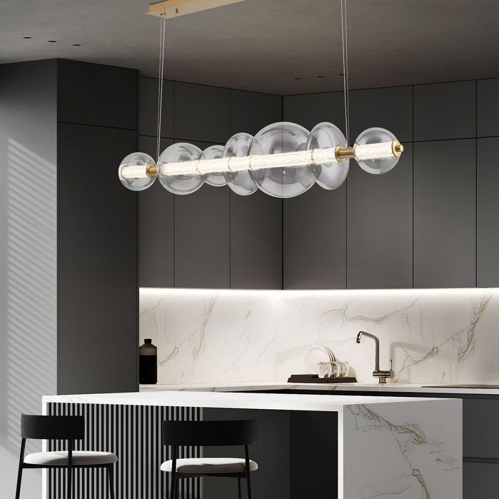 QN-ATOMO-LP7-BG Atomo 7 Light LED Linear Pendant Brushed Gold