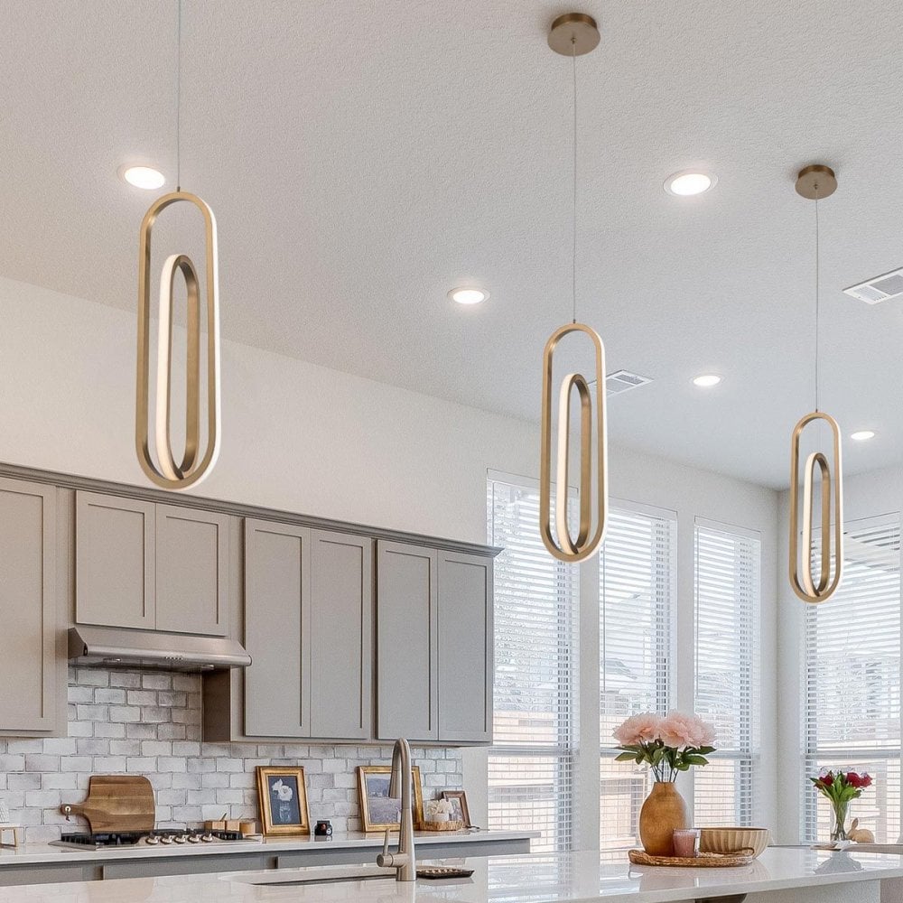 QN-DEMARK-1P-BG Demark LED Pendant Brushed Gold