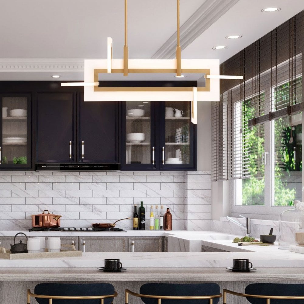 QN-INIZIO-LP-S-BG Inizio LED Linear Pendant Small Brushed Gold