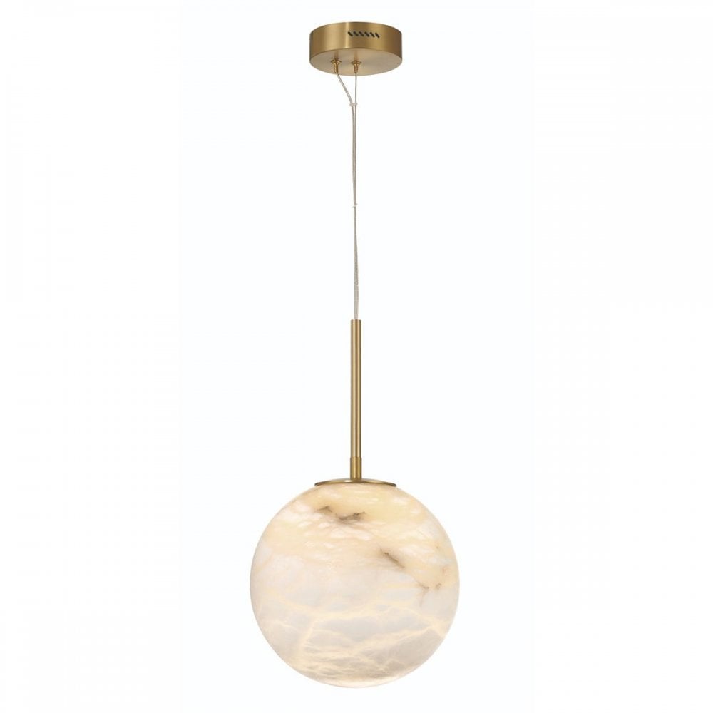 QN-KEPLER-1P-M-BG Kepler LED Alabaster Pendant Medium Brushed Gold