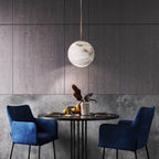 QN-KEPLER-1P-M-BG Kepler LED Alabaster Pendant Medium Brushed Gold