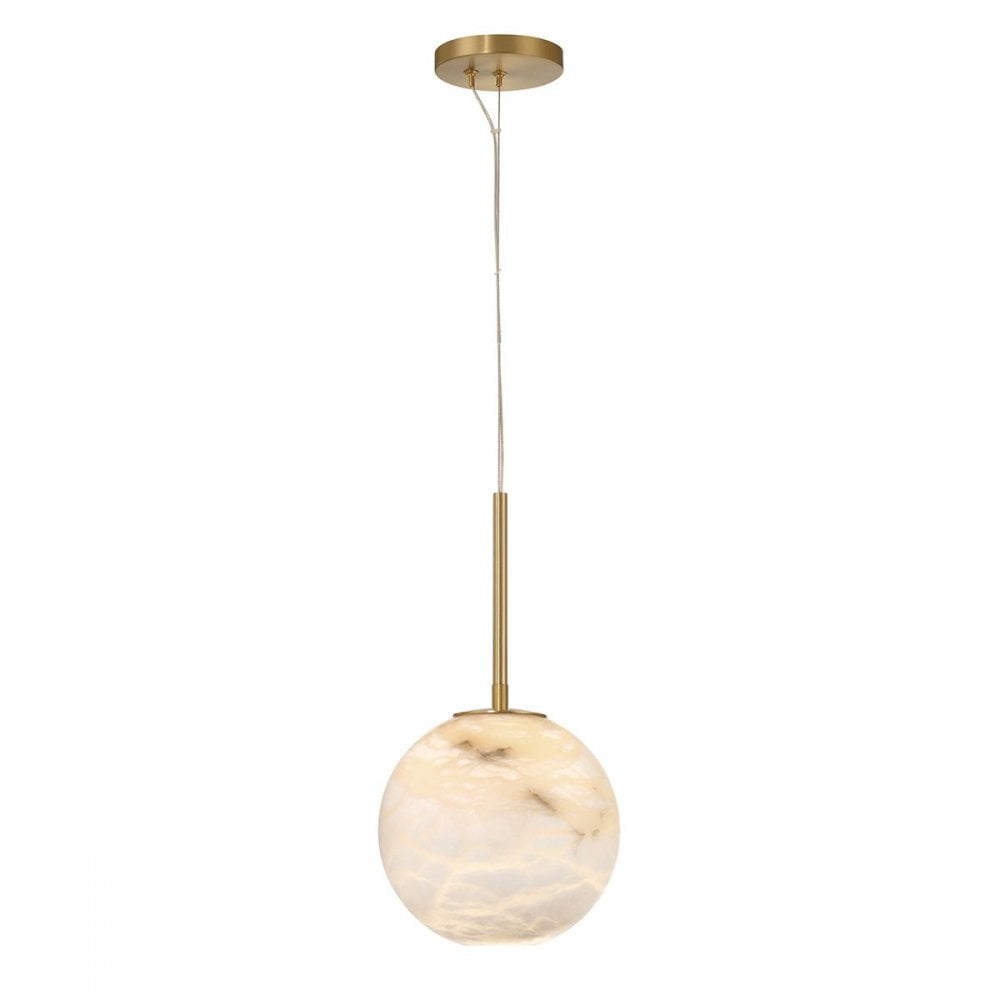 QN-KEPLER-1P-S-BG Kepler LED Alabster Pendant Small Brushed Gold
