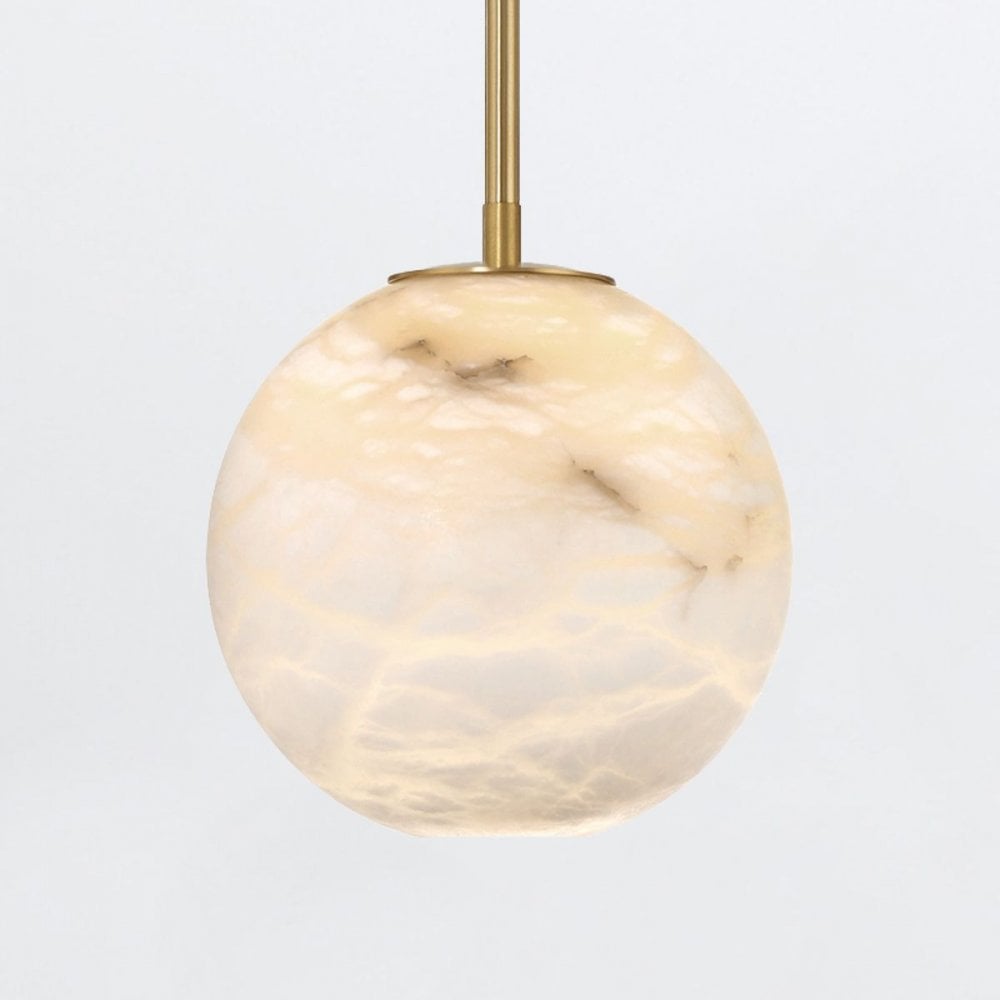 QN-KEPLER-1P-S-BG Kepler LED Alabster Pendant Small Brushed Gold