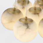 QN-KEPLER-7P-BG Kepler 7 Light LED Alabaster Cluster Pendant Brushed Gold