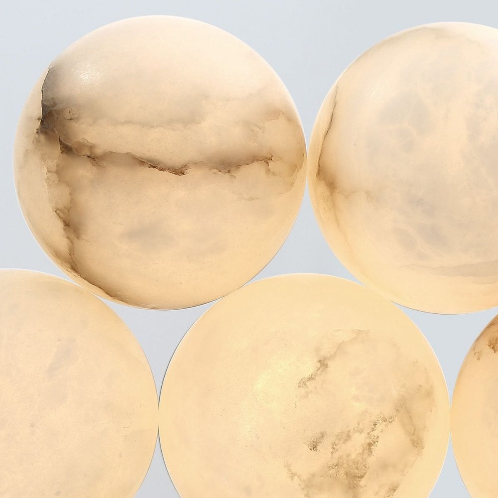 QN-KEPLER-7P-BG Kepler 7 Light LED Alabaster Cluster Pendant Brushed Gold
