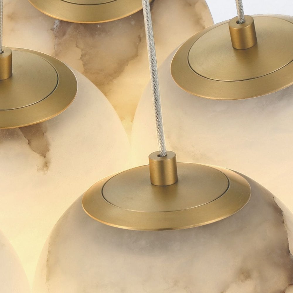 QN-KEPLER-7P-BG Kepler 7 Light LED Alabaster Cluster Pendant Brushed Gold