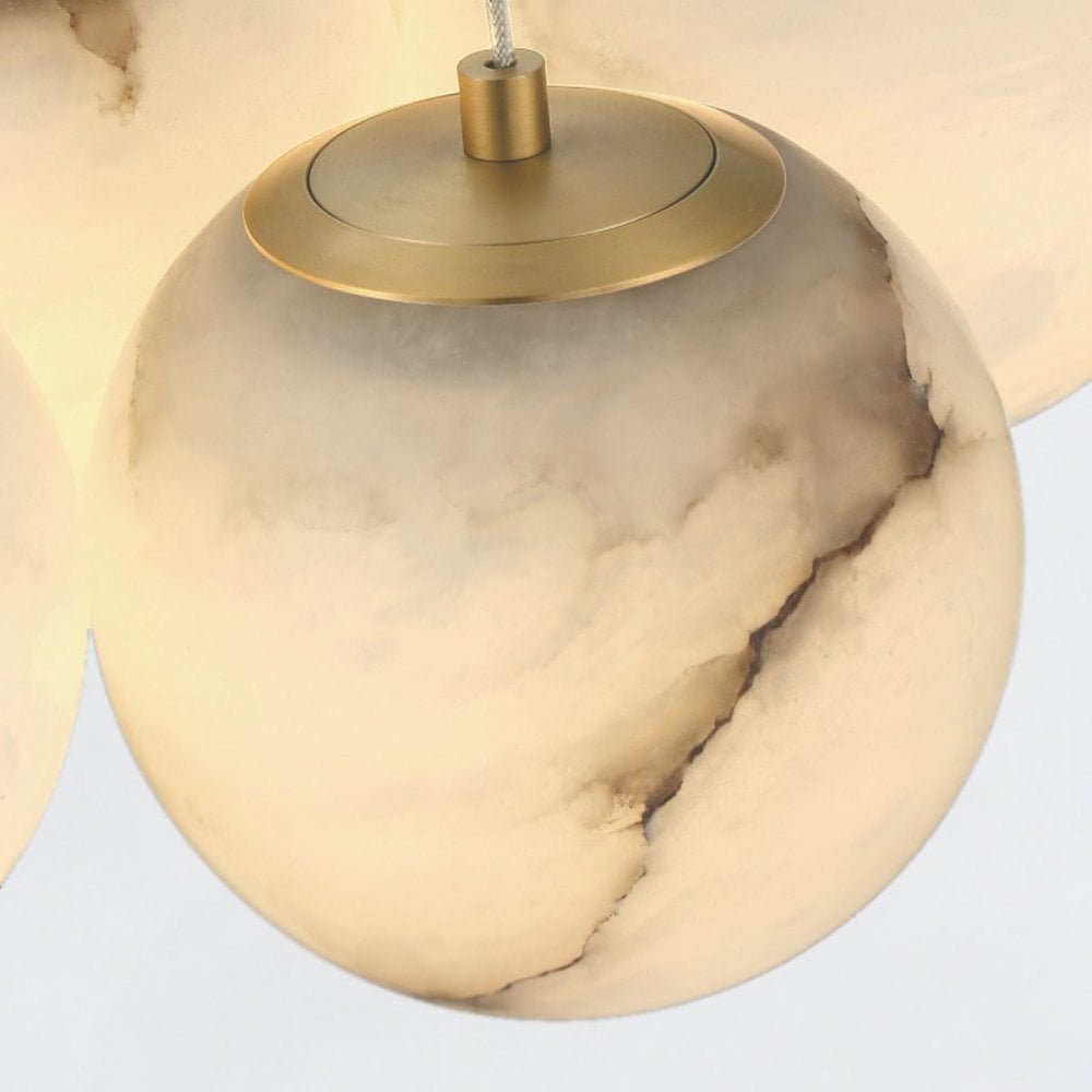 QN-KEPLER-7P-BG Kepler 7 Light LED Alabaster Cluster Pendant Brushed Gold