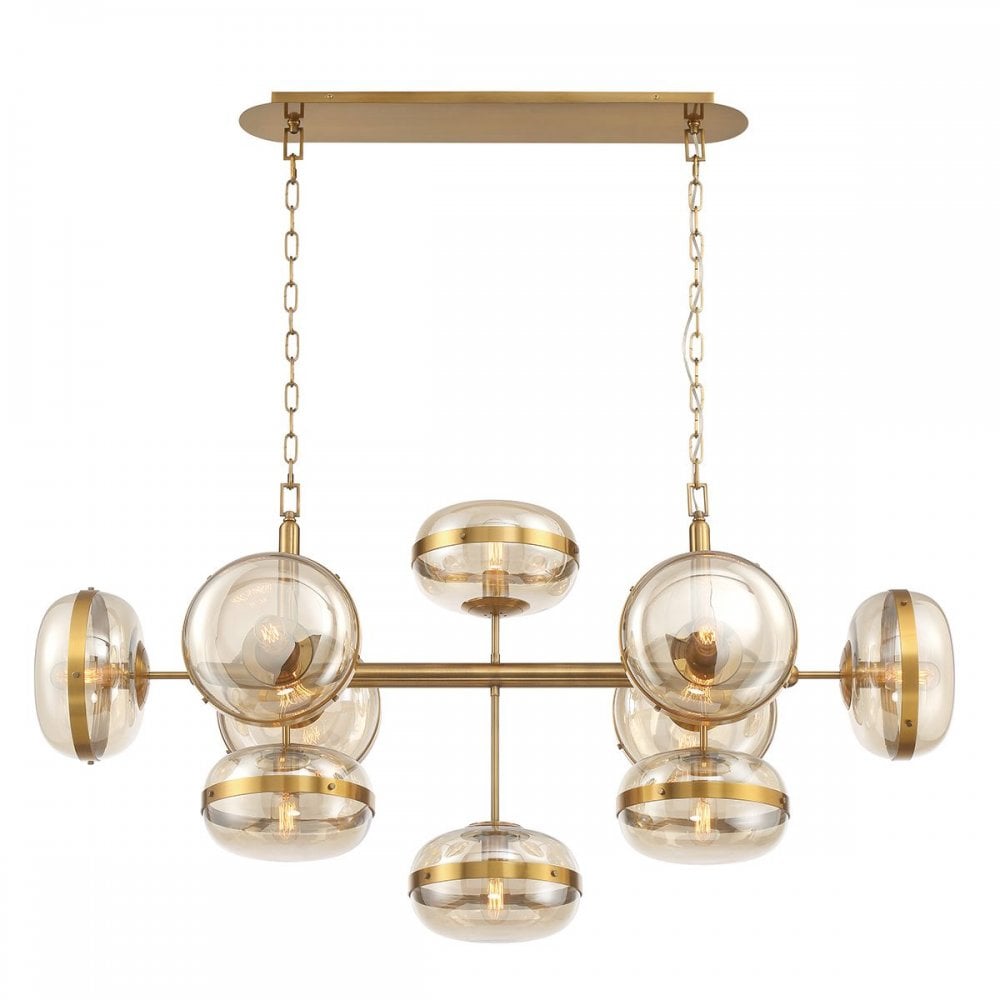 QN-NOTTINGHAM-10LP-AB Nottingham 10 Light Linear Pendant Antique Brass