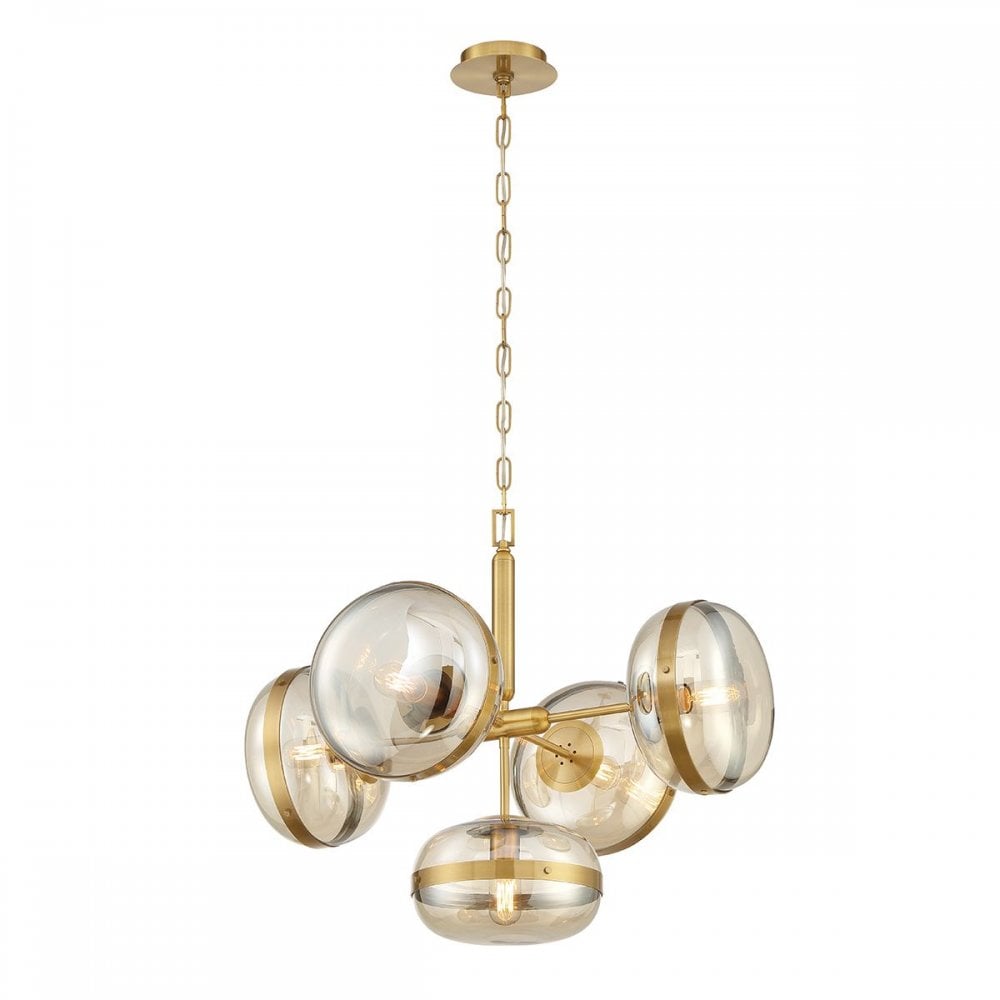 QN-NOTTINGHAM-5P-AB Nottingham 5 Light Pendant chandelier Antique Brass