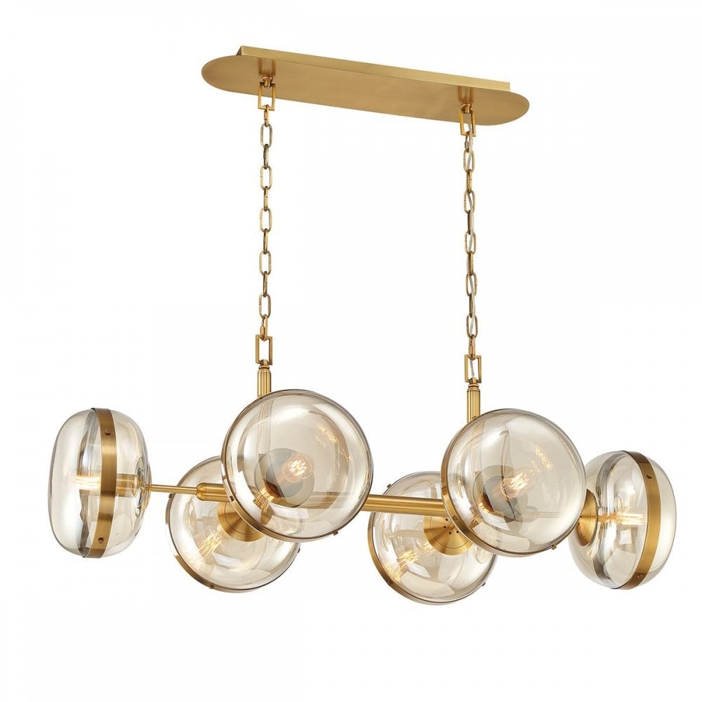QN-NOTTINGHAM-6LP-AB Nottingham 6 Light Linear Pendant Antique Brass