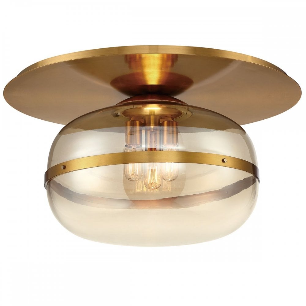 QN-NOTTINGHAM-F-L-AB Nottingham 3 Light Ceiling Flush Large Antique Brass
