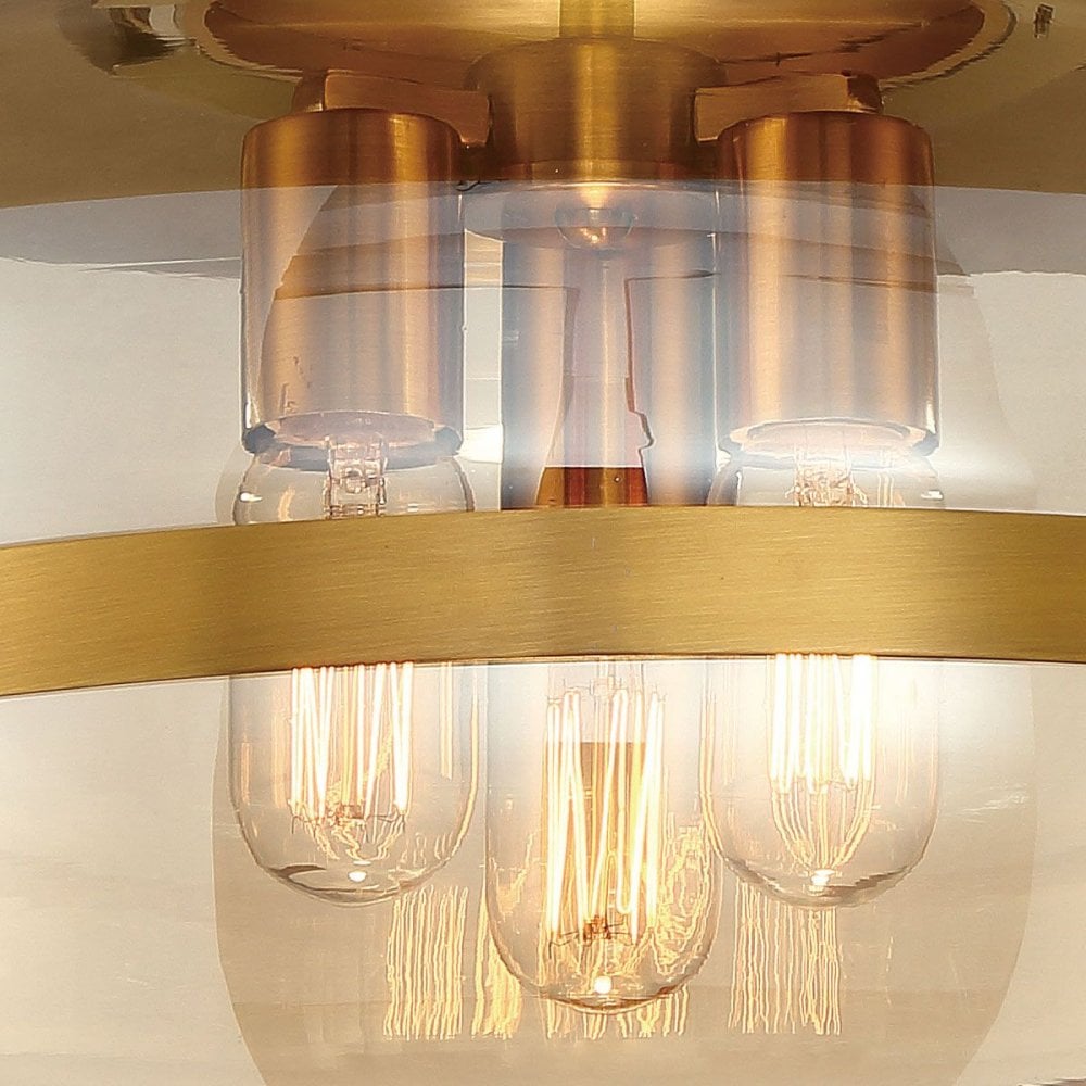 QN-NOTTINGHAM-F-L-AB Nottingham 3 Light Ceiling Flush Large Antique Brass