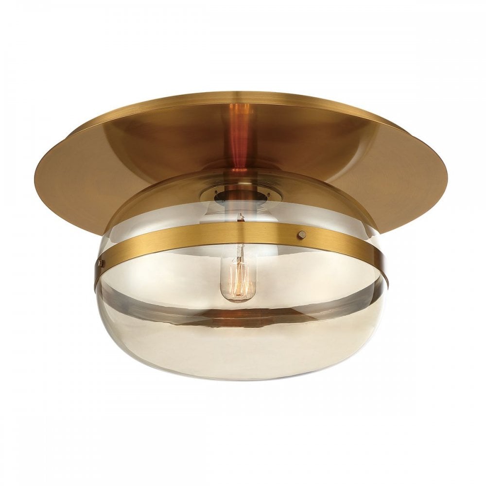 QN-NOTTINGHAM-F-M-AB Nottingham 1 Light Ceiling Flush Medium Antique Brass