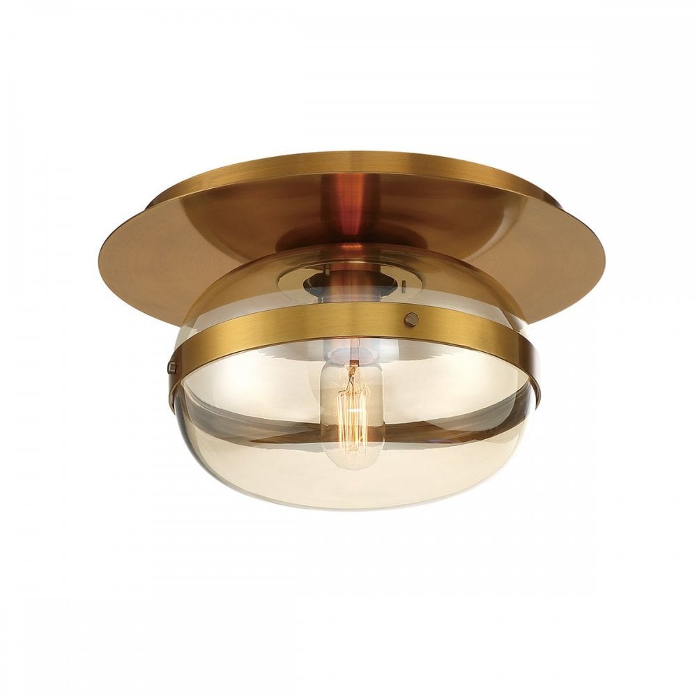 QN-NOTTINGHAM-F-S-AB Nottingham 1 Light Ceiling Flush Small Antique Brass