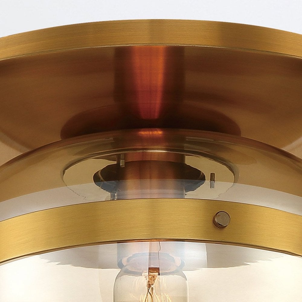 QN-NOTTINGHAM-F-S-AB Nottingham 1 Light Ceiling Flush Small Antique Brass