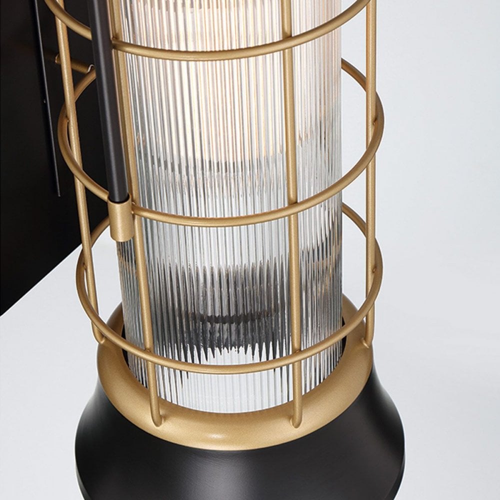QN-RIVAMAR-M-BLK-GD Rivamar 1 Light Outdoor Wall Light Medium Black and Brushed Gold