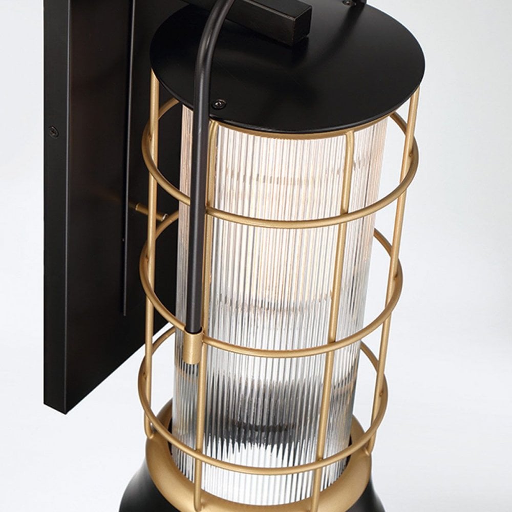 QN-RIVAMAR-M-BLK-GD Rivamar 1 Light Outdoor Wall Light Medium Black and Brushed Gold