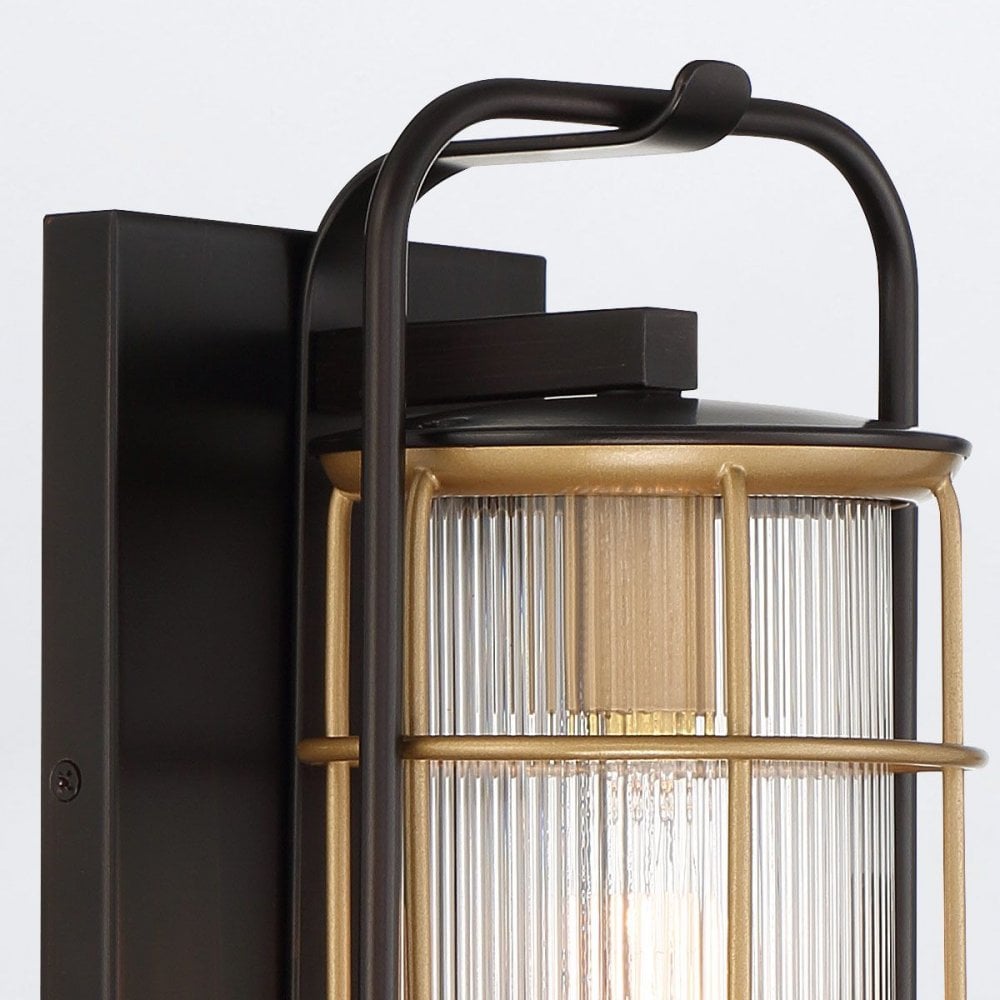 QN-RIVAMAR-M-BLK-GD Rivamar 1 Light Outdoor Wall Light Medium Black and Brushed Gold