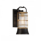 QN-RIVAMAR-S-BLK-GD Rivamar 1 Light Outdoor Wall Light Small Black and Brushed Gold