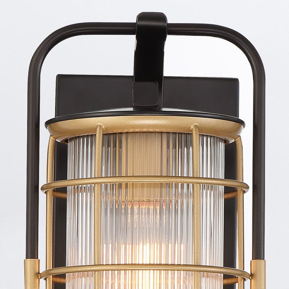 QN-RIVAMAR-S-BLK-GD Rivamar 1 Light Outdoor Wall Light Small Black and Brushed Gold