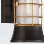 QN-RIVAMAR-S-BLK-GD Rivamar 1 Light Outdoor Wall Light Small Black and Brushed Gold