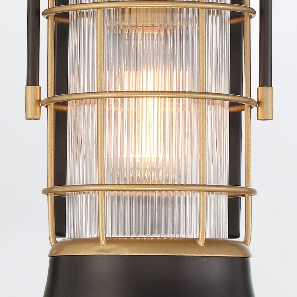 QN-RIVAMAR-S-BLK-GD Rivamar 1 Light Outdoor Wall Light Small Black and Brushed Gold