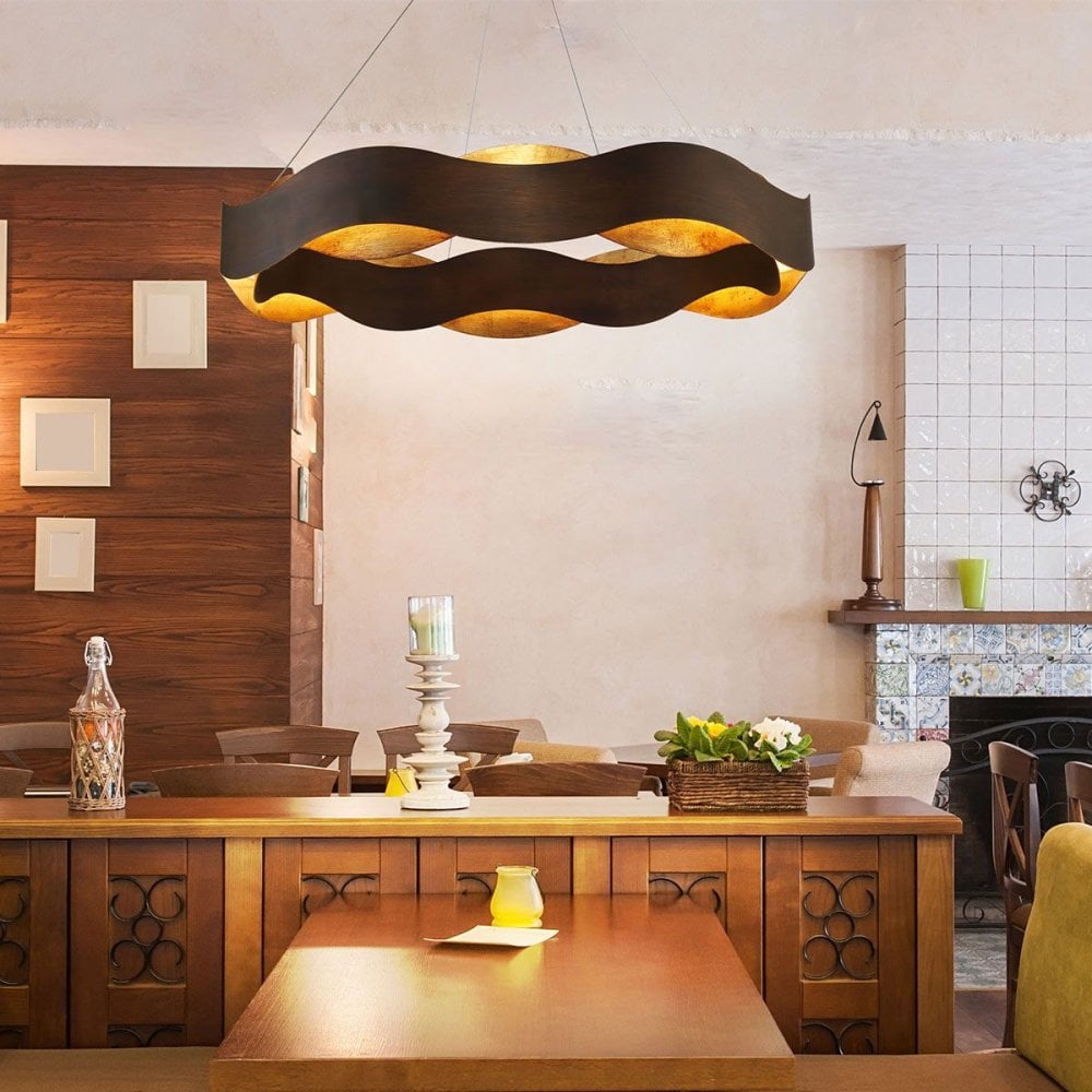 QN-VAUGHAN-P-L-BRZ-GD Vaughan LED Chandelier Large Bronze and Brushed Gold