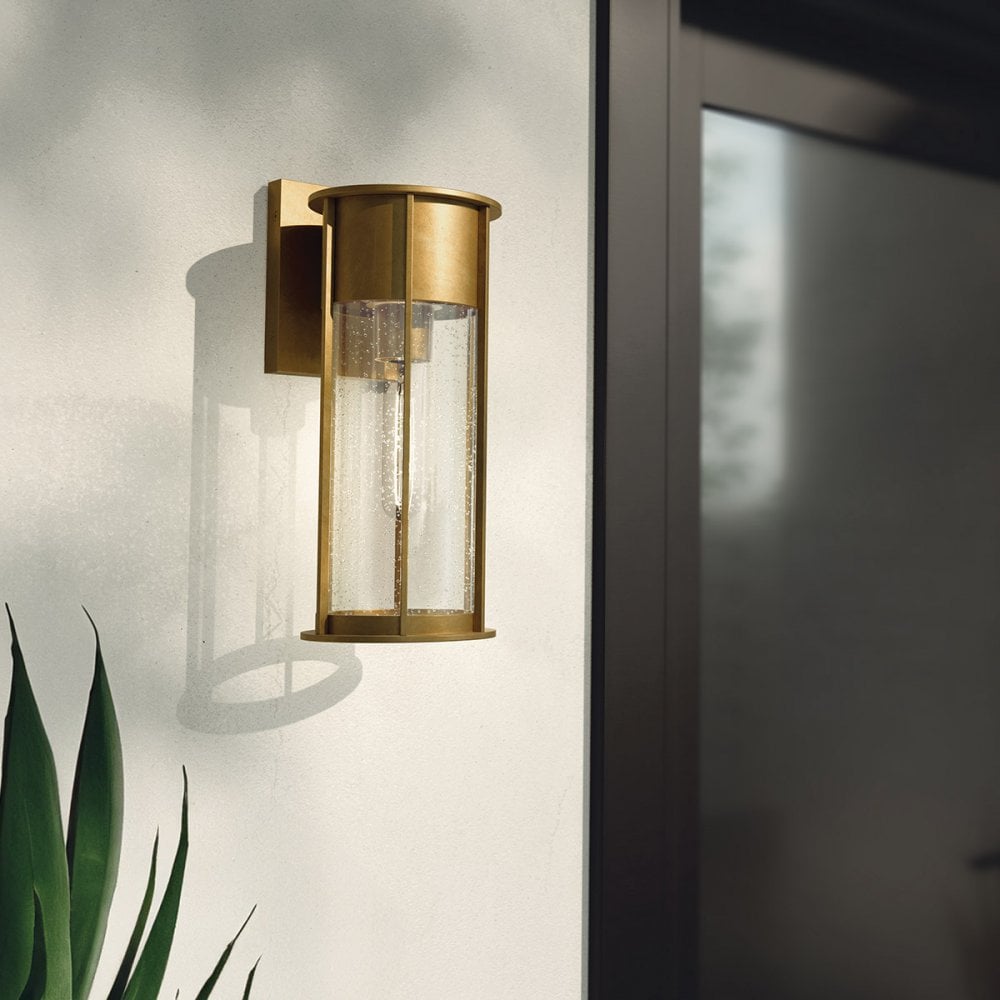 KL-CAMILLO-M-PNBR Camillo 1 Light Outdoor Medium Wall Lantern Painted Natural Brass